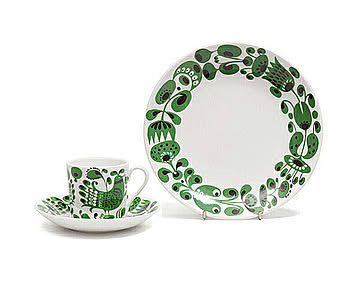 【復刻版】 グスタフスベリ チュールチュール 4976 コーヒーカップ＆ソーサー + 4973 プレート 18cm GUSTAVSBERG Turtur