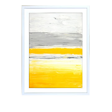 Abstract Art Grey and Yellow Abstract Art Painting アートポスター（フレーム付き） m13055