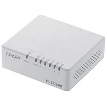 (まとめ) エレコム 1000BASE-T対応 スイッチングハブ 5ポート プラスチック筐体 ホワイト EHC-G05PA-W-K 1台 【×2セット】
