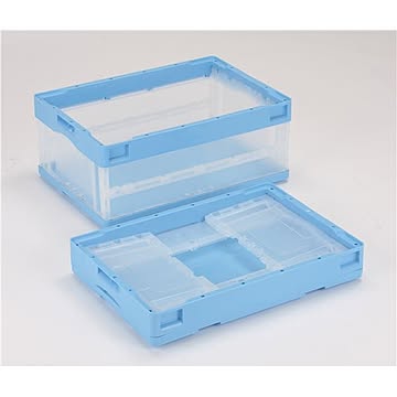 岐阜プラスチック工業 折りたたみコンテナ 30L ブルー透明 CB-S31NR