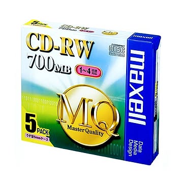 （まとめ） マクセル データ用CD-RW 700MB 4倍速 ブランドシルバー 5mmスリムケース CDRW80MQ.S1P5S 1パック（5枚） 【×5セット】