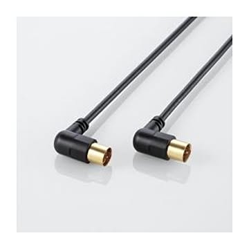 (まとめ)エレコム アンテナケーブル(L型-ストレート) AV-ATLS20BK【×5セット】