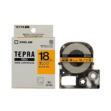 （まとめ） キングジム テプラ PRO テープカートリッジ パステル 18mm オレンジ／黒文字 SC18D 1個 【×4セット】