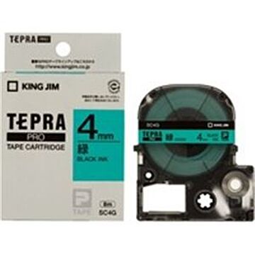 (業務用5セット) キングジム テプラPROテープ/ラベルライター用テープ 幅：4mm SC4G 緑に黒文字
