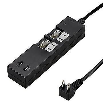 5個セット YAZAWA 個別スイッチ付2AC2USB3.4A2mブラック Y02KS422BK2UX5 管理No. 4589453400385