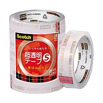 （まとめ） 3M スコッチ 超透明テープS24mm×35m BK-24N 1パック（5巻） 【×10セット】