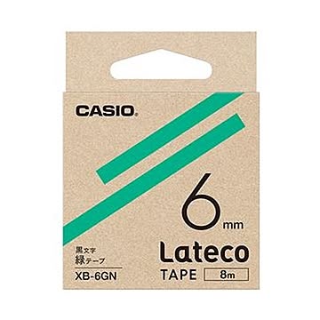 （まとめ）カシオ ラテコ 詰替用テープ6mm×8m 緑/黒文字 XB-6GN 1個【×20セット】