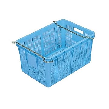 【5個セット】プラスケット/網目ボックス 【金具付き】 ブルー スタッキング金具使用時：段積み可【代引不可】