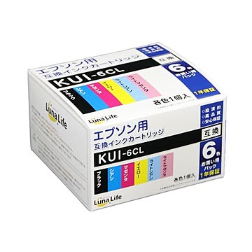 ワールドビジネスサプライ Luna Life エプソン用 KUI-6CL 互換インクカートリッジ 6本セット