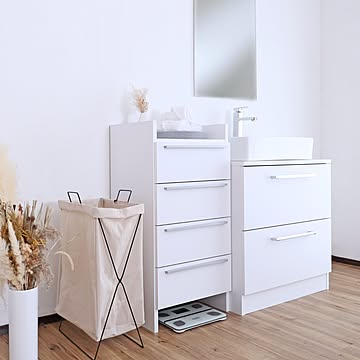 タカシン家具工業 サニタリーチェスト 引き出し4杯 日本製 ホワイト NC-9030H