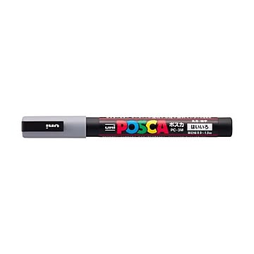 （まとめ） 三菱鉛筆 ユニ ポスカ 細字（0.9-1.3mm） PC-3M.37 灰 1本入 【×10セット】