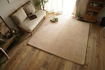 サンド絨毯 約190x190cm 正方形 フランネル低反発マット ホットカーペット対応 床暖