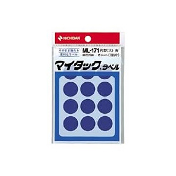 （まとめ） ニチバン カラーラベル 一般用 ML-171 一般用（単色） 20mm径 ML-1714 青 1P入 【×10セット】