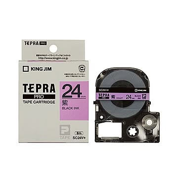 (まとめ) キングジム テプラ PRO テープカートリッジ パステル 24mm 紫／黒文字 SC24V 1個 【×10セット】