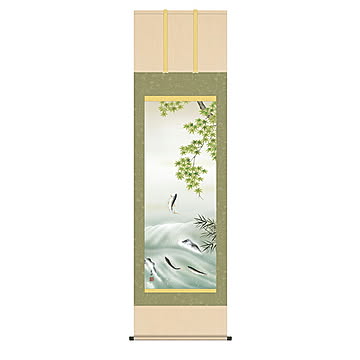 掛け軸 楓に鮎 近藤玄洋 54.5x190cm 三幸