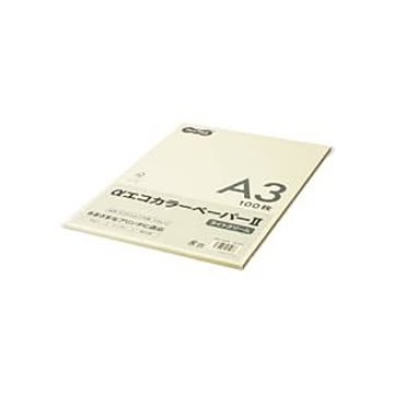 （まとめ） TANOSEE αエコカラーペーパーII A3 ライトクリーム 少枚数パック 1冊（100枚） 【×5セット】