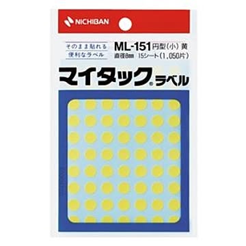 （まとめ） ニチバン マイタック カラーラベル 円型 直径8mm 黄 ML-1512 1パック（1050片：70片×15シート） 【×30セット】