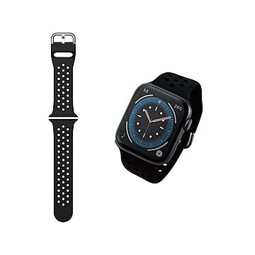 エレコム Apple Watch(アップルウォッチ)用 シリコンバンド 45mm 44mm 42mm 軽量 スポーツ 通気穴付 ブラック AW-44BDSCNBK 【Apple Watch別売】
