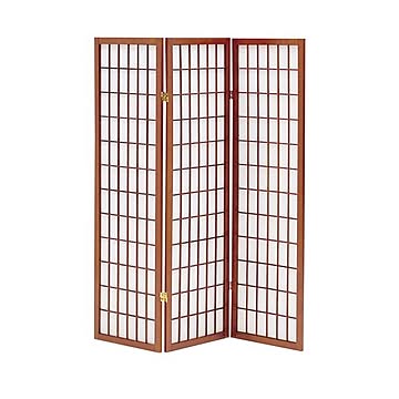 和風衝立/パーテーション 【ブラウン 幅450×奥行20×高さ1500mm×3枚】 木製 スチール 不織布 完成品 〔リビング 和室〕【代引不可】