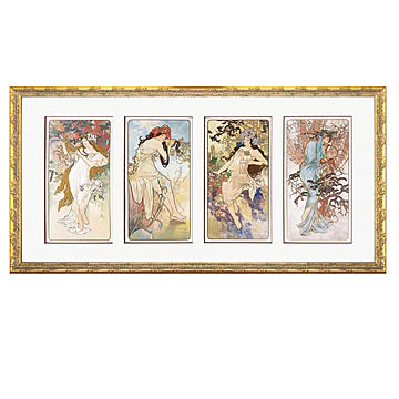 Alfons Mucha（アルフォンス ミュシャ） Four seasons アートポスター（フレーム付き）  m12213