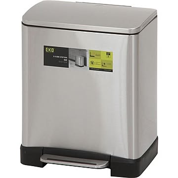 キューブステップビン 完成品 ステンレススチール 約幅36.6cm 10＋9L シルバー 音軽減蓋付きダストボックス
