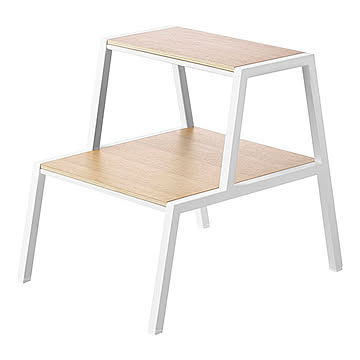 tower タワー(山崎実業) 踏み台 2段 Step Stool, 2-Tier ステップ台 ステップチェア 踏み台 脚立 腰掛け イス キッチン 2段 木製天板 ラック プランタースタンド 棚