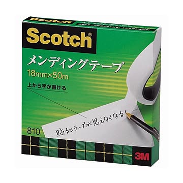 (まとめ) 3M スコッチ メンディングテープ 810 大巻 18mm×50m 紙箱入 810-3-18 1巻  【×10セット】