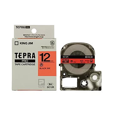 （まとめ） キングジム テプラ PRO テープカートリッジ パステル 12mm 赤／黒文字 SC12R 1個 【×5セット】