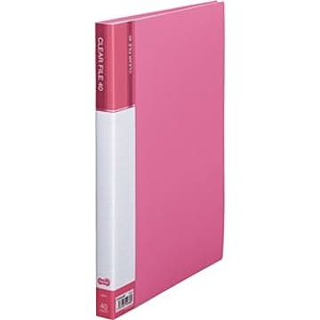 （まとめ） TANOSEE クリヤーファイル（台紙入） A4タテ 40ポケット 背幅23mm ピンク 1冊 【×5セット】