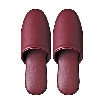 (まとめ) TANOSEE 最高級レザー調スリッパ ワイン 1足 【×10セット】
