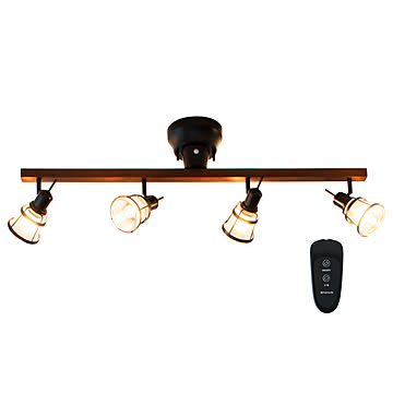 Ampoule シーリングライト 照明 おしゃれ バータイプ E17 4灯 ガラス 天然木 リビング 寝室 レトロ モダン リモコン ゴールド ブラック 8畳 Nqut ノクト