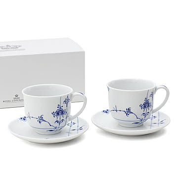 ロイヤルコペンハーゲン 2500 ブルーパルメッテ 030 カップ＆プレート ペア 160ml Royal Copenhagen Blue Palmette