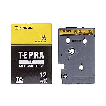 (まとめ) キングジム テプラ TR テープカートリッジ パステル 12mm 黄／黒文字 TC12Y 1個 【×10セット】