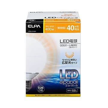 （まとめ） ELPA LED電球 ミニボール球形 40W形 E26 G95 電球色 LDG5L-G-G201 【×2セット】