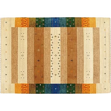 ファインギャベ マルチカラー 防炎ラグマット 70×120cm ホットカーペット対応 インド製