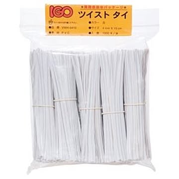 （まとめ） アイジーオー ツイストタイ PVC製 幅4mm×長さ10cm 1パック（1000本） 【×5セット】