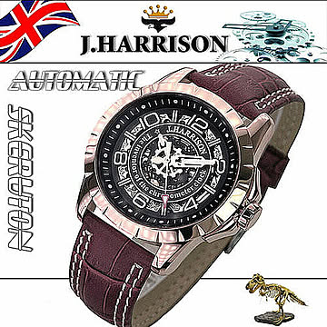 J.HARRISON 両面スケルトン自動巻&手巻紳士用腕時計 JH-038PB 管理No. 4582263143312