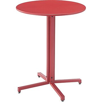 円形スチール製アジャスターサイドテーブル レッド 色 幅60cm 店舗・リビング用 組立品