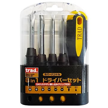 （まとめ）TRAD ドライバーセット/作業工具 【8本組】 MGマグネット入り TDS-81 〔業務用/DIY用品/日曜大工〕【×5セット】
