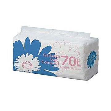 （まとめ）TANOSEE ゴミ袋 コンパクト乳白半透明 70L 1パック（50枚）【×10セット】