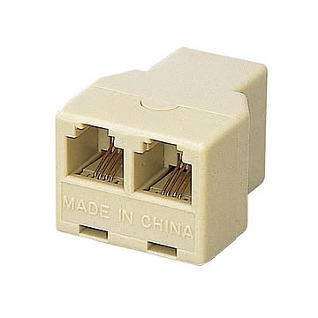 (まとめ) エレコム モジュラ2分岐延長アダプタ 6極4芯 ベージュ AD-MJFBE 1個 【×15セット】