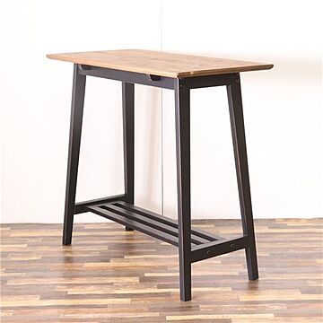 ブラック ハイテーブル カウンターテーブル 100×50×93cm 木製 棚付き 組立品