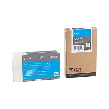 (まとめ) エプソン EPSON インクカートリッジ シアン Mサイズ ICC54M 1個 【×10セット】