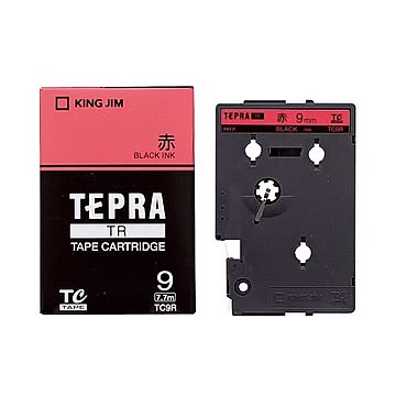 (まとめ) キングジム テプラ TR テープカートリッジ パステル 9mm 赤／黒文字 TC9R 1個 【×10セット】