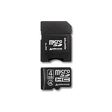 （まとめ）グリーンハウス microSDHCカード4GB Class4 防水仕様 SDHC変換アダプタ付 GH-SDMRHC4G4 1枚【×3セット】