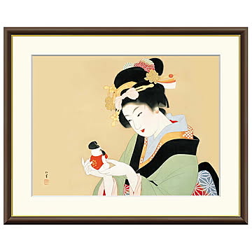 額絵 御所人形 上村松園 52x42cm 三幸