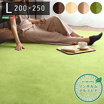 洗える 高密度フランネルマイクロファイバーラグマット Lサイズ 200×250cm グリーン 防滑加工 不織布