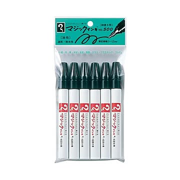 (まとめ) 寺西化学 油性マーカー マジックインキ No.500（細書き用） 黒 M500-T1-6P 1パック（6本） 【×5セット】