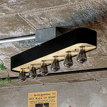 照明 カーブ エジソン LED電球付 6灯 シーリングライト バーミラ 幅805x奥行165x高さ105mm TIC
