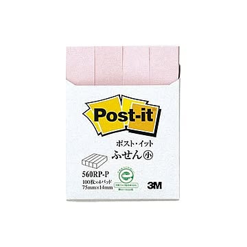 （まとめ） 住友スリーエム ポストイット(R) 再生紙 4個入り 横14×縦75mm 560RP-P ピンク 4個入 【×10セット】